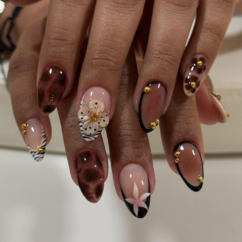 Nail Art Zebra - 24 Stück französische künstliche Nägel mit