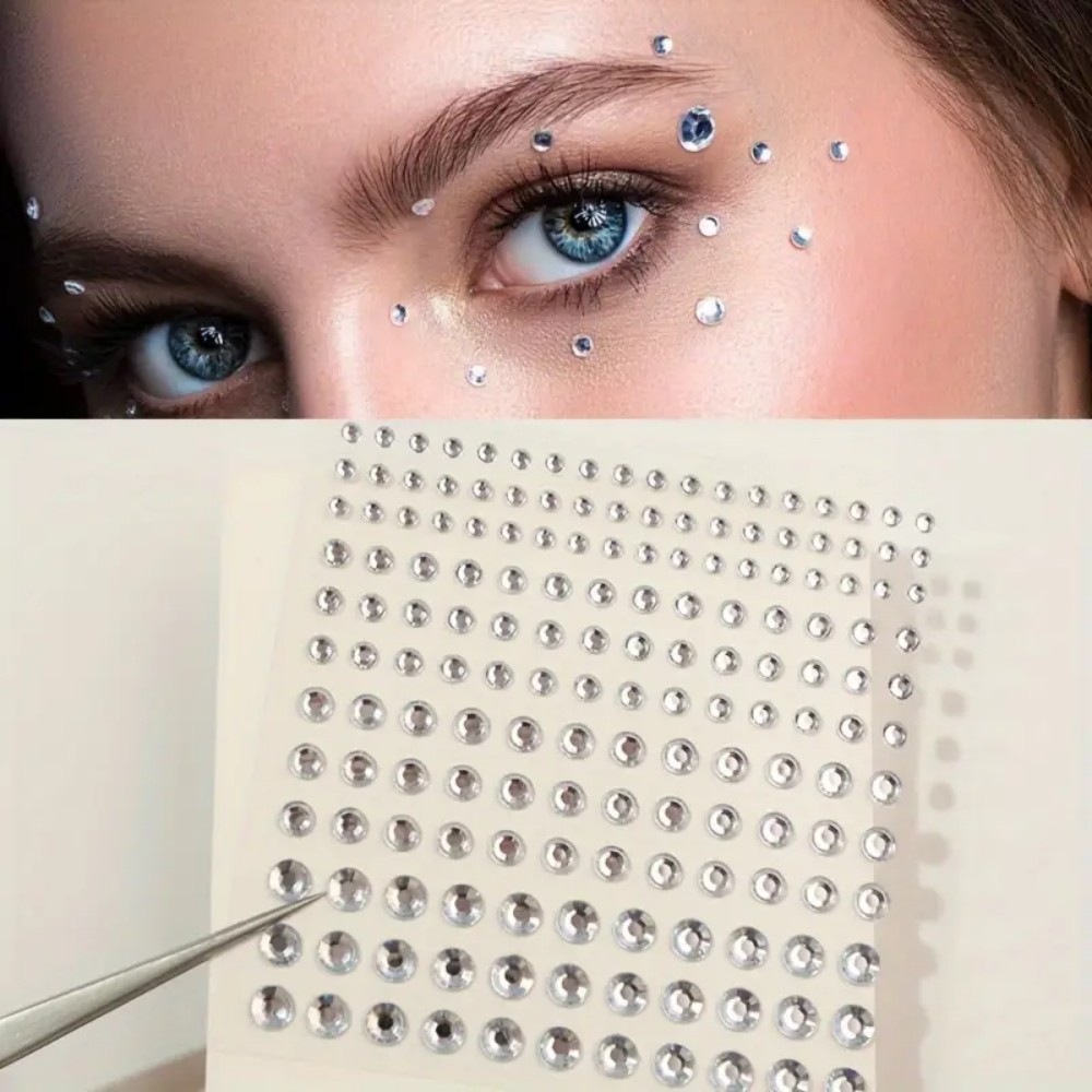 Rhinestone Nail Gem - 165 Stück selbstklebende Strass-Aufkleber, weiße runde