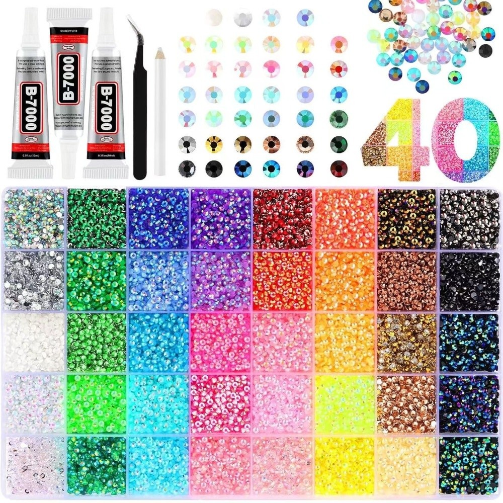Rhinestone Nail Gem - Mehrfarbiges Harz-Strass-Set DIY Dekorations-Bastelbedarf Glitzernde Flache