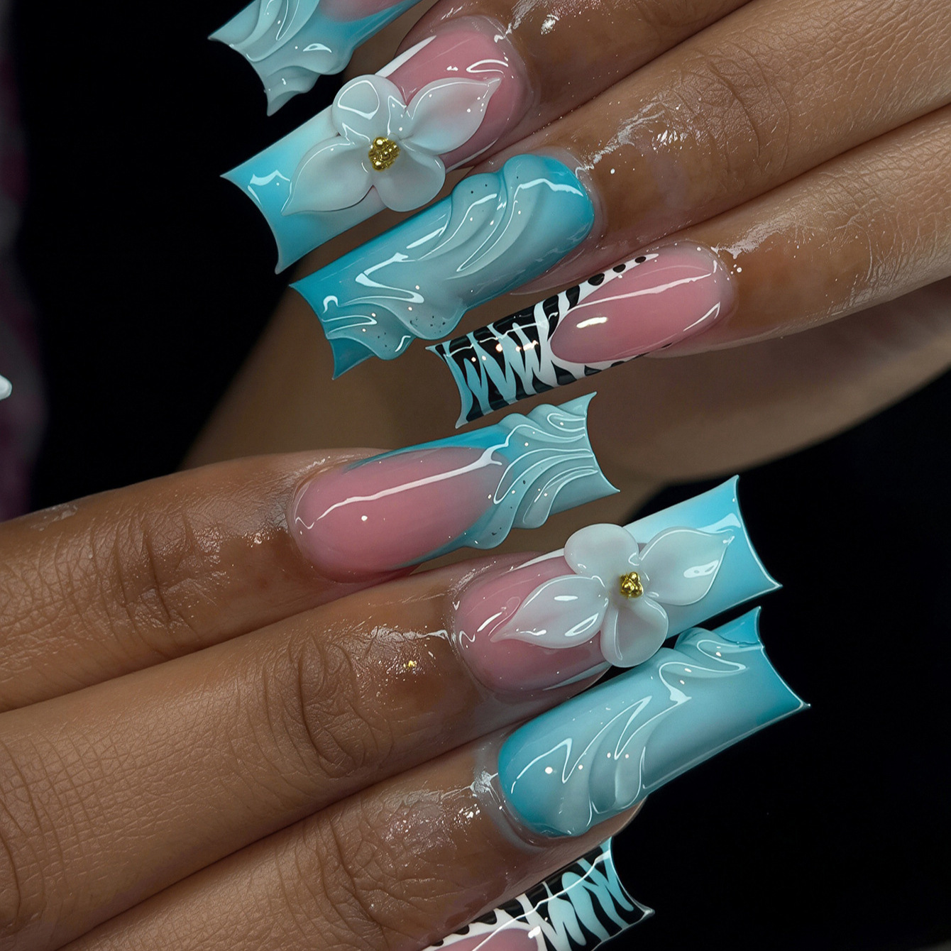 24 Stück Blaue Farbverlauf-Fra – Nail Art Zebra Bewertung und Preis