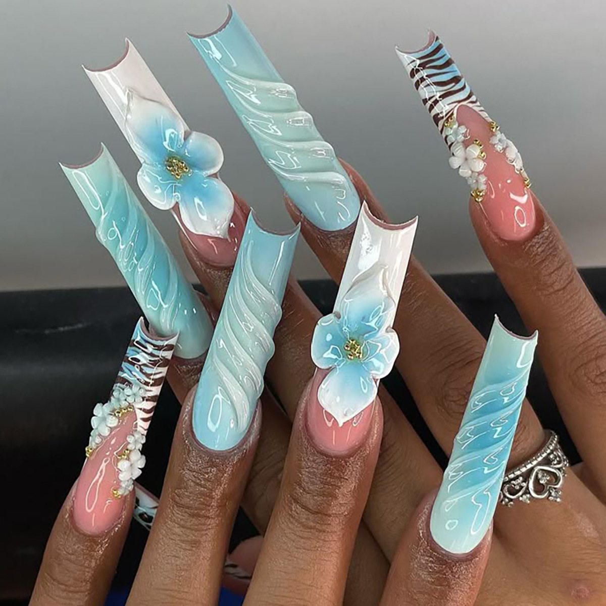 24 Stück Blaue Farbverlauf-Fra – Nail Art Zebra Bewertung und Preis