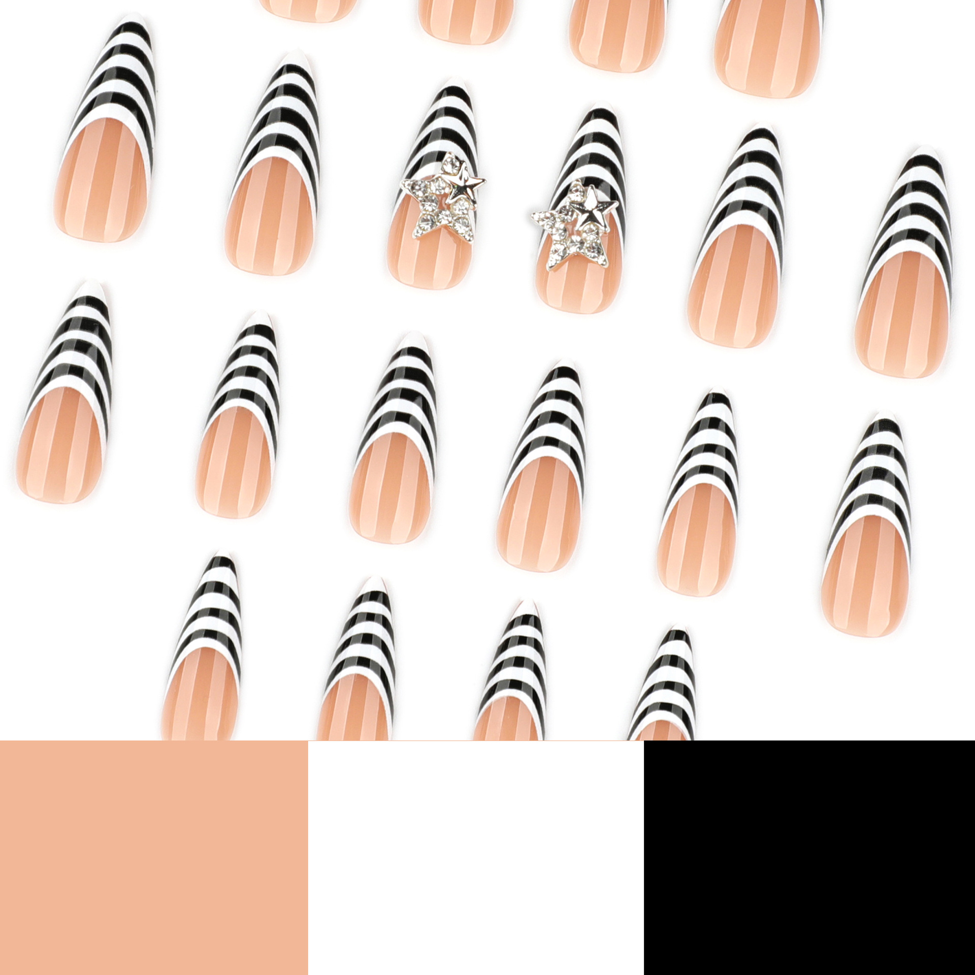 24 Stück schwarz-weiße Zebrast – Nail Art Zebra Bewertung und Preis