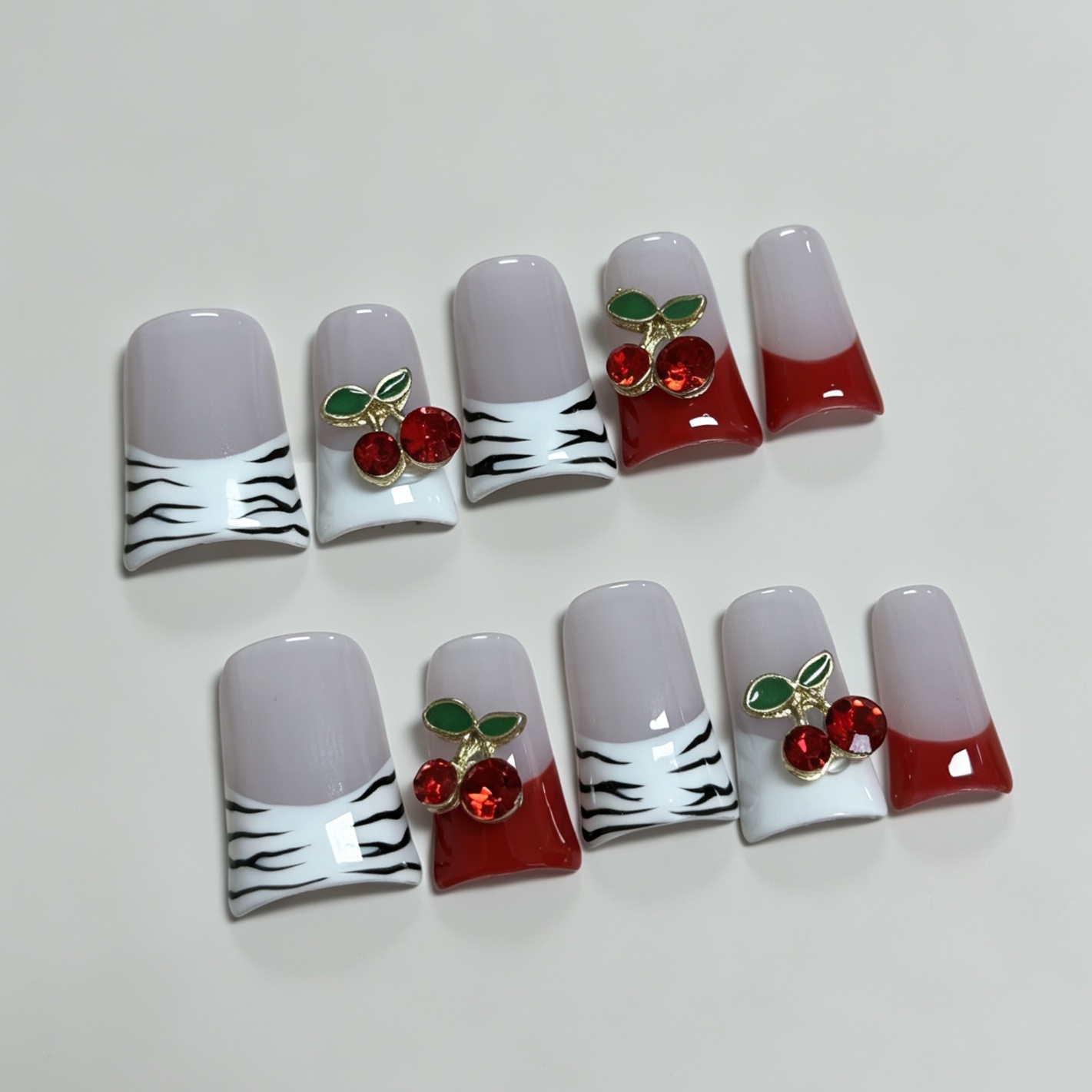 Mittellange quadratische 10er- – Nail Art Zebra Bewertung und Preis